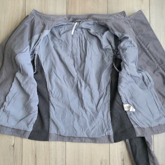 Free People Gray Faux Vegan Leather Zip Up Moto Jacket Women Sz 10 - Picture 9 of 16